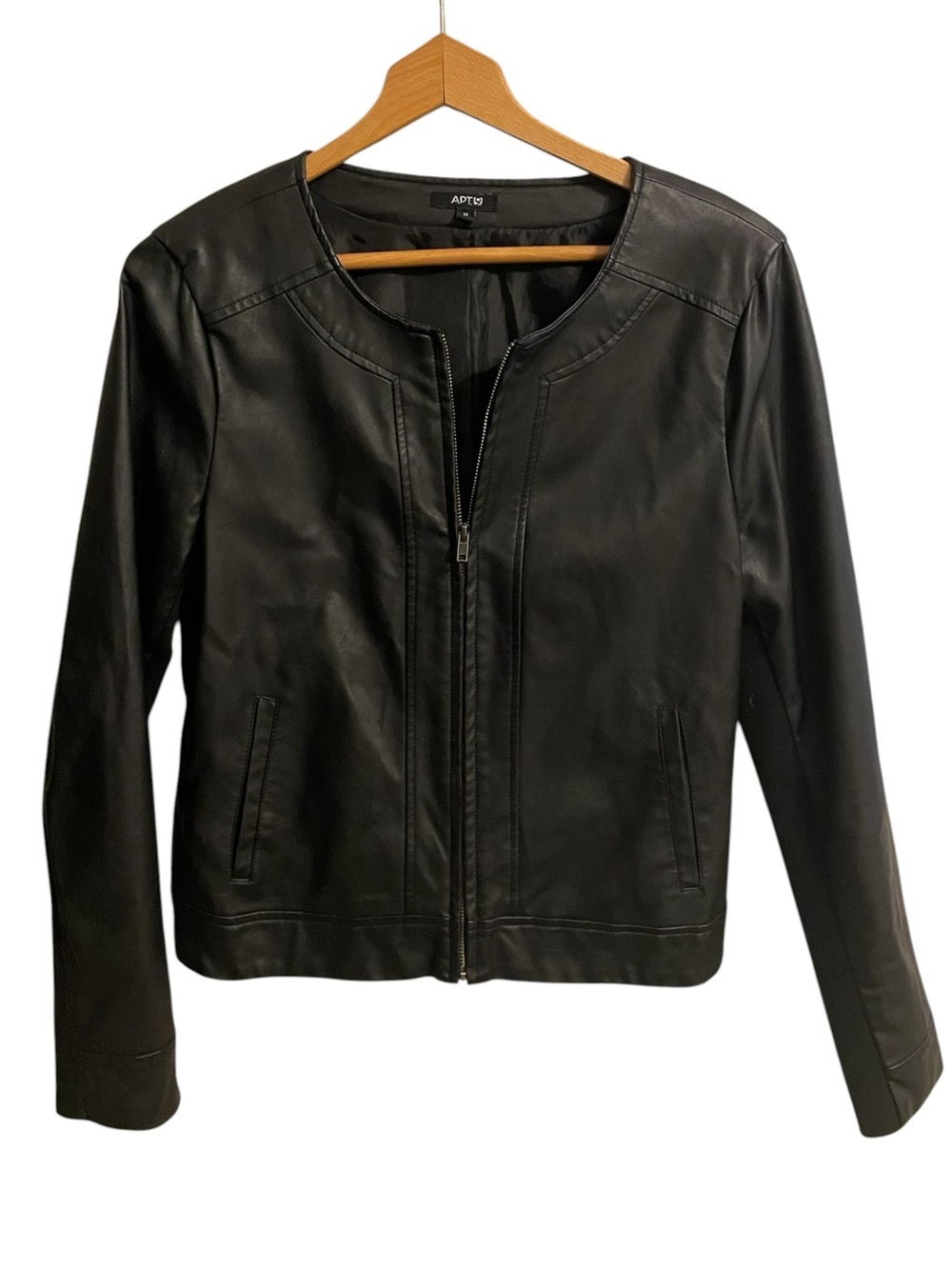 Apt. 9 Black Faux Leather Zip Jacket